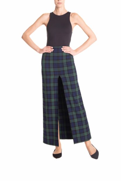 Tubino spacco centrale Tartan blu e verde