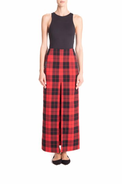 Tubino spacco centrale Tartan rosso e nero
