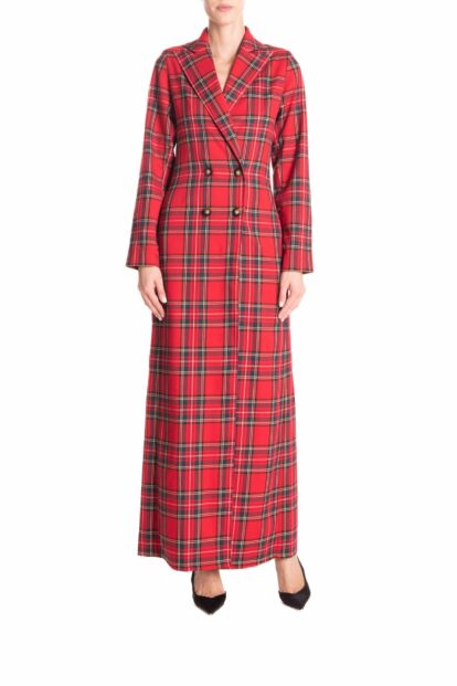 Vestito lungo doppiopetto Tartan rosso classico