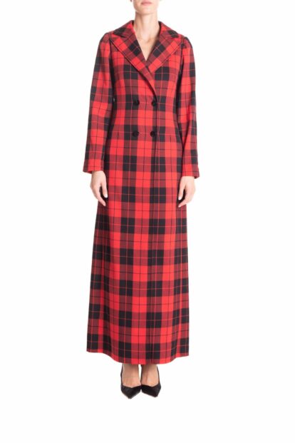 Vestito lungo doppiopetto    Tartan rosso e nero