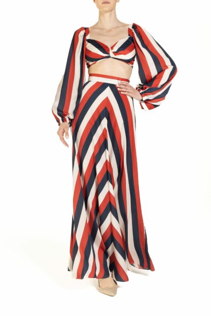 Poupine SS-25 - Crop top Riga Rosso Blu e Panna