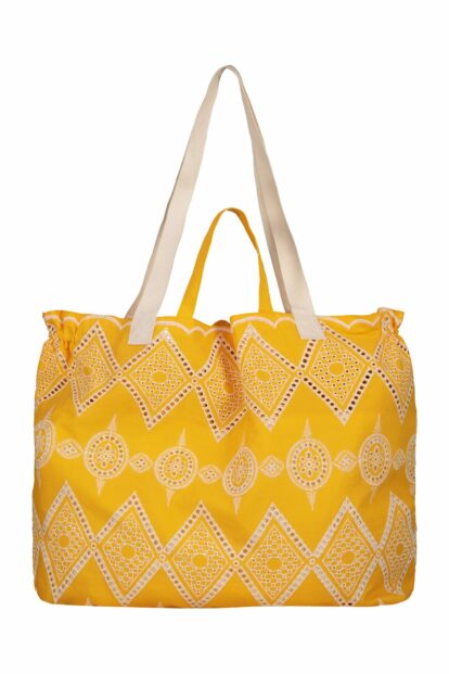 Shopper con Ricamo Giallo
