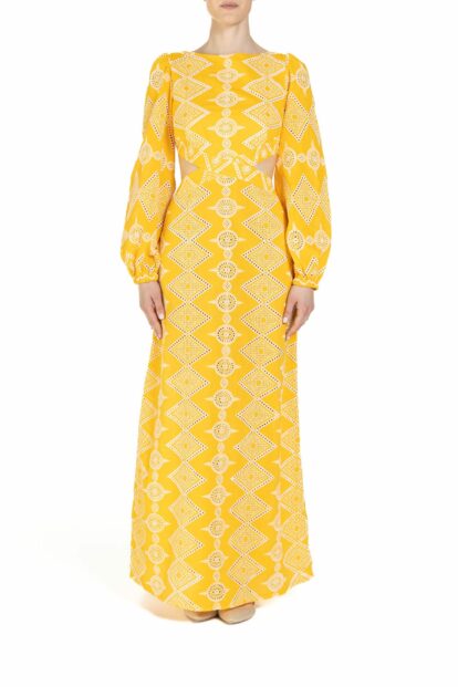 Poupine - Long Dress with Yellow Embroidery