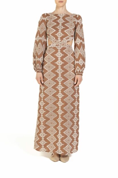 Poupine - Brown Embroidery Long Dress