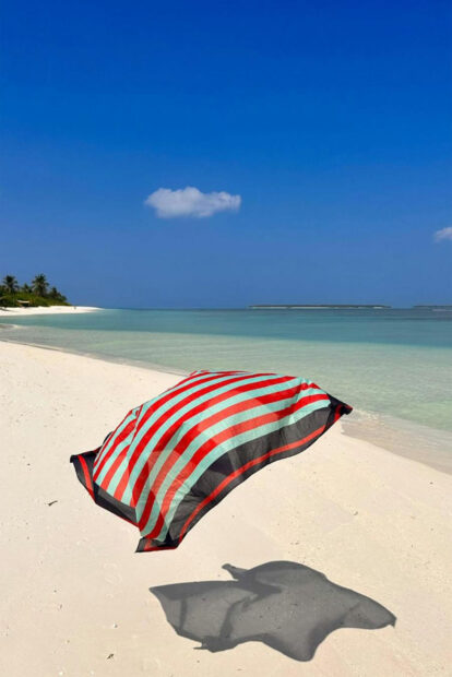 Light blue and red - striped sarong