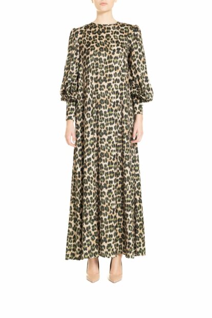 Green and black leopard print katfan maxi dress 