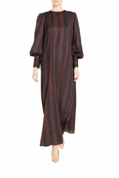 Caftan with Black and burgundy stripes 