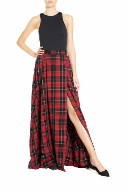 Poupine FW24-25 - Maxi ruota spacco  Tartan Rosso Nero e Oro