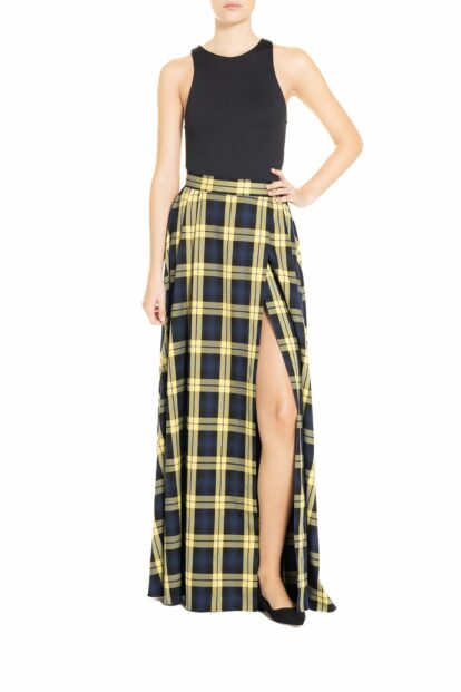 Poupine FW24-25 - Maxi ruota spacco Tartan Blu e Giallo