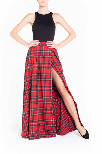Poupine FW24-25 - Maxi ruota spacco Tartan Rosso Classico