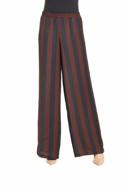 Trousers with black and burgundy stripes