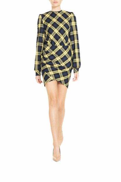 Poupine FW24-25 - Blue and Yellow tartan stretch mini dress