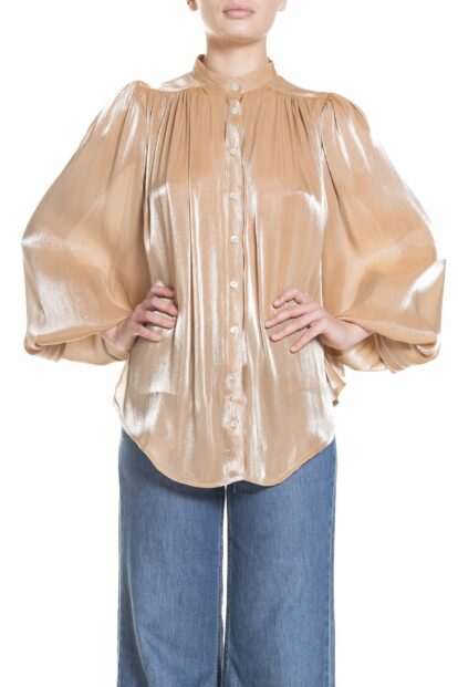 Poupine SS-25 - Camicia beachwear con maniche ampie Nocciola