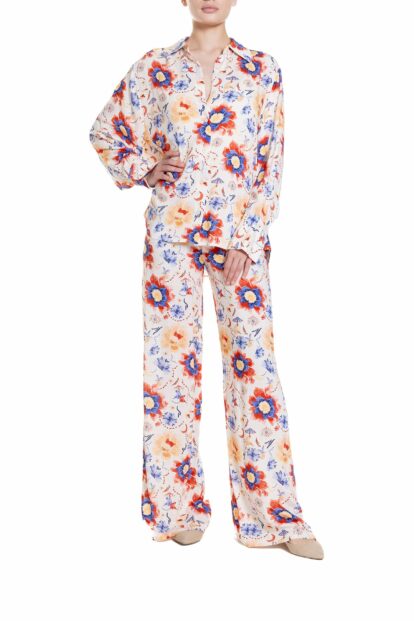 Poupine SS-25 - Camicia over Fantasia Fiore Blu