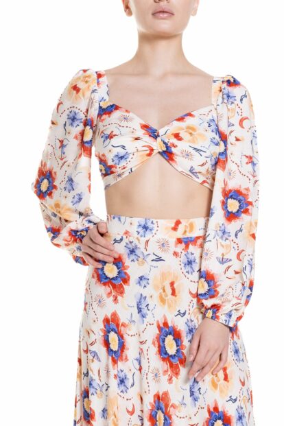 Poupine SS-25 - Crop top Fantasia Fiore Blu