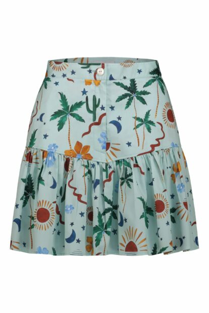 Cactus  Fantasy print mini skirt with ruffle hem
