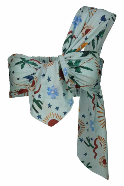 Single shoulder Top with Cactus  Fantasy Print