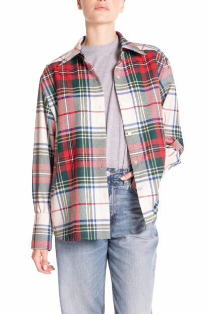Poupine FW-25 - Camicia over Tartan Bianco e Verde