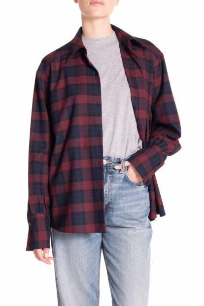 Poupine FW-25 - Camicia over Tartan Blu e Bordeaux
