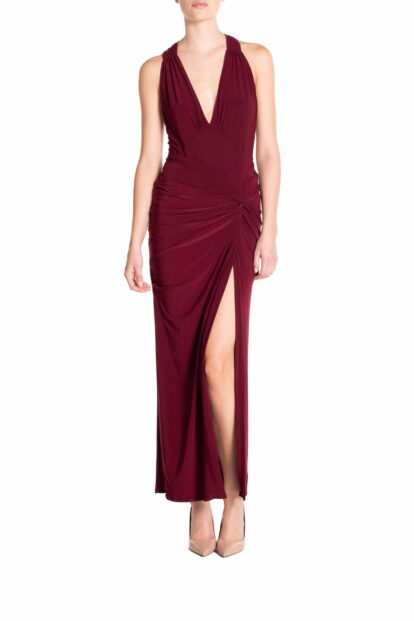 Poupine FW-25 - Gonna lunga in jersey Tinta Unita Burgundy