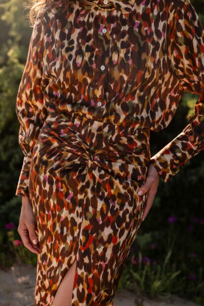 Gonna longuette arricciata Fantasia Animalier