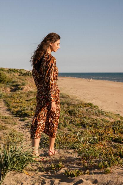 Gonna longuette arricciata Fantasia Animalier