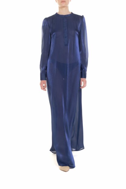 Poupine SS-26 - Caftano lungo con bottoni Blu