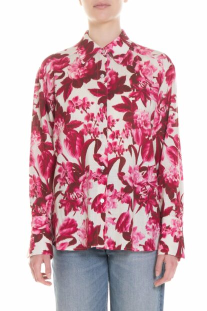 Poupine SS-26 - Camicia over Fantasia Fiore Lampone e Panna
