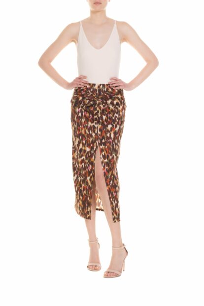 Poupine SS-26 - Gonna longuette arricciata Fantasia Animalier