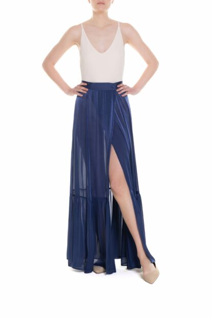 Poupine SS-26 - Gonna portafoglio con balza Blu