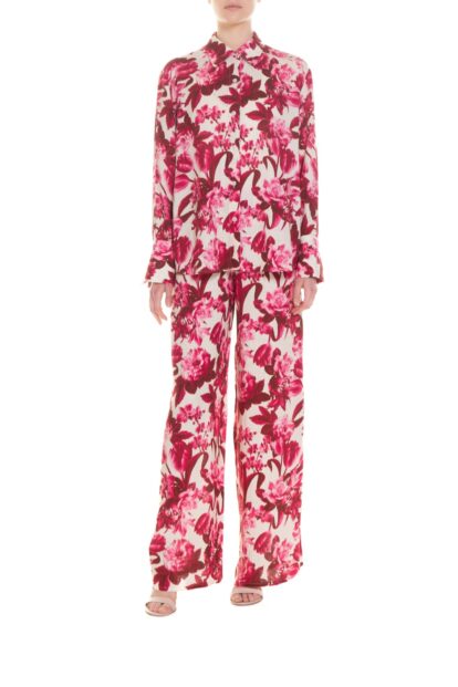 Pantalone a palazzo Fantasia Fiore Lampone e Panna